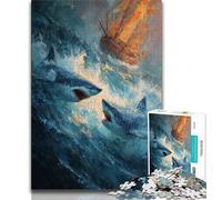 Sharks And Cats Jigsaw Puzzles for Teenagers,Challenging Game Toys Every Piece Is Unique - Challenging Family Fun Game (38x26cm)