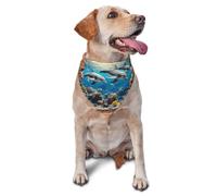 Sharks And Dolphins Coral Algae Red Brick Wall Printed Graphic Pet Triangle Scarf For Dogs & Cats, Adjustable Cute Pet Bandana For & Photo Shoots