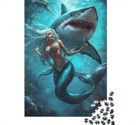 Sharks And Mermaids Puzzle 1000 Pieces Sea World Wooden Puzzle For Adults And Kids Jigsaw Puzzles Educational Game Gifts 1000pcs (75x50cm)