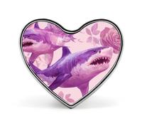 Sharks And Rose Trendy 1″ Metal Badge Heart Form Brooch Pin Tie Decor Clothes Hat Bag Accessory