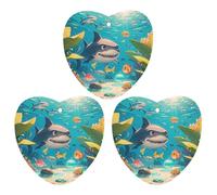 Sharks And Small Fish Car Air Freshener, 3 Pcs Love form Hanging Air Freshener Cards, Long Lasting Fragrance Scented Cards for Car, Home, Office White-style