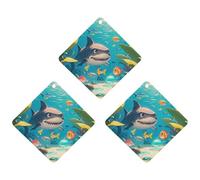 Sharks And Small Fish Car Air Freshener, 3 Pcs Rhombus Hanging Air Freshener Cards, Long Lasting Fragrance Scented Cards for Car, Home, Office White-style