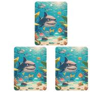 Sharks And Small Fish Car Air Freshener, 3 Pcs Square Hanging Air Freshener Cards, Long Lasting Fragrance Scented Cards for Car, Home, Office White-style