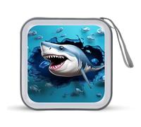 Sharks Are Coming through The Wall CD Case 40 Capacity Plastic DVD Storage Box Sleeves Zippered Wallet