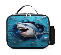 Sharks are Coming Through The Wall Lunch Bag Insulated PU Bento Box Tote Bags Lunchbag for Women Men Work Picnic
