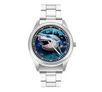 Sharks are Coming Through The Wall Quartz Watch Stainless Steel Wrist Watches for Men Women Easy to Read