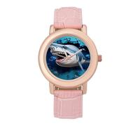 Sharks are Coming Through The Wall Wrist Watches for Women Men Quartz Stainless Steel Watch Easy to Read