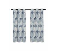 Sharks Blackout Curtains for Bedroom Living Room, Watercolor Gradient Grey Blue Shark Beige Blue Texture 45 In Long Thermal Insulated Room Darkening Drapes Grommet Window Treatments, 42 x 45 In