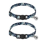 Sharks Blue Dots Navy Lightweight Small Dog Collar, 2 Pack Cat Bell Collar