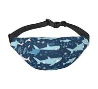 Sharks Fanny Pack for Men Women Crossbody Waist Bag Everywhere Belt Bag Wallet Hip Bum Bag with Adjustable Strap Casual Chest Bag for Outdoor Hiking Cycling, Black, One Size