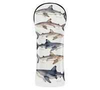 Sharks Golf Head Cover Waterproof Headcovers with Interchangeable No. Tags for Driver, Woods and Hybrid