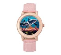 Sharks in Ocean Wrist Watches for Women Men Quartz Stainless Steel Watch Easy to Read