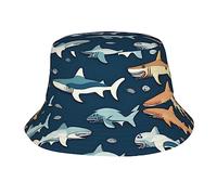 Sharks Nautical Adult Shade Fisherman Hat Bucket Hat Sun Hat Outdoor Travel Beach Sun Hat,Unisex,All-Season, Sharks Nautical, One Size