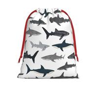 Sharks Nautical Print Ultra-Soft Velvet Gift Bag Christmas Wrapping Bags Gift Bag With Drawstring Party Favors Bags