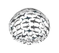 sharks nautical Printed Bathing Cap, Dual Layer Hair Protector, Elastic Hair Cover For Washing Face, 10.6in/27cm