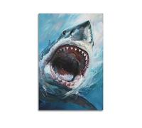 Shark's Open Mouth Wall Art, Striking Decor, Home Poster Artistic Wall Mural Modern Hanging Decor Poster20x30inch(50x75cm)