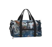 Sharks, Outside of the 'Magic School' Duffle Bag Shoe Compartment | Woven Polyester Duffel With Shoe Compartment And Luggage Sleeve, A Practical Gift For Gym, Travel, Swim, And Holidays