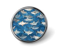 Sharks Pattern Brooch with Button Design, Funny Backpack Pins for Women, Personalized Brooch Pins for Men, Round Badge for Hat, Cute Badge Holders for Activity