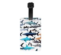 Sharks Pattern Print Luggage Tag Suitcases Identification Labels Set Travel Bag Backpack Suitcase Tags