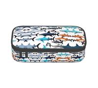 Sharks Pattern Print Pencil Case,Large Capacity Pencil Case,Multi-Purpose Makeup Pouch with Zipper