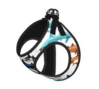 Sharks Pattern Print Reflective No Choke Pet Vest Harness,Adjustable Soft Padded Dog Harness With Easy Control Handle