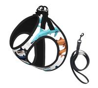 Sharks Pattern Print Reflective No Choke Pet Vest Harness,Adjustable Soft Padded Dog Harness With Easy Control Handle