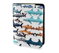 Sharks Pattern Printing Passport Holder For Travel Must Have,Passport Cover Case For Travel Accessories For Women Men, Black, One Size