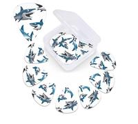 Sharks Print Guitar Picks 12 Pack Guitar Plectrums with Storage Box Bass Picks For Acoustic Guitar Bass Electric Ukulele Includes 0.46mm, 0.71mm, 0.96mm
