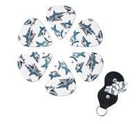 Sharks Print Guitar Picks 6 Pack Guitar Plectrums with Pick Holders Bass Picks For Acoustic Guitar Bass Electric Ukulele Includes 0.46mm, 0.71mm, 0.96mm