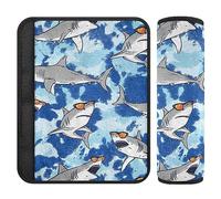 Sharks Tie Dye Blue Strap Covers Belt Pad Belt Covers for Babys Car Seat Cushion for Adults 2 Pack 6.5 * 6.5in
