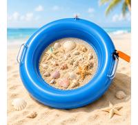 Sharks Tooth Sifters, Inflatable Floating Sand Sifters with Dual-Layer Mesh, Shark Teeth Sifter Set with Air Pump, Wrist Strap, Floating Beach Sand Sifter for Shells, Fossils, Shark Teeth