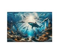 Sharks Tribe,1000 Piece Wooden Jigsaw for Adults,Exploratory Hobbies and Challenges,Stress Relief,Brainstorming,Exercise Your Hands-On Skills,Party Events to Bring People Closer Together