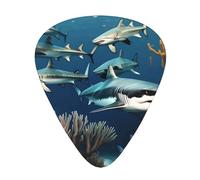 Sharks under the sea 12 Piece Guitar Pick Set Durable Non Slip Different Sizes for Electric Guitar Acoustic Guitar Ukulele
