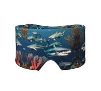 Sharks Under The sea Adjustable Sleep Eye mask and Earmuffs, Unisex Side Sleeping Headband (26.8 * 4.3 inches), Indoor and Outdoor Travel Yoga Comfort Cover,