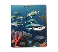Sharks Under The sea Anti-wear Stitching, Textured Waterproof Computer Mouse pad with Anti-Slip Rubber Base, Suitable for laptops, Office and Home Gaming Mouse Pads. 7.9 x 9.5 in