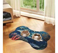 Sharks under the sea Bone Shaped Absorbent Dog Feeding Mat