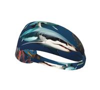 Sharks Under The sea Elastic Sports Headbands - Sweat Absorbent Workout Headband for Running, Yoga, Gym, Men & Women