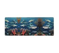 Sharks Under The sea Mouse Pad 11.8x31.5 in. Non-Slip Base for RGB Keyboard, Mouse and Laptop, Suitable for Gaming and Office.