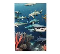 Sharks under the sea Picture puzzle.Wooden Jigsaw Puzzle for Adults Kids, Challenging jigsaw puzzle decorations