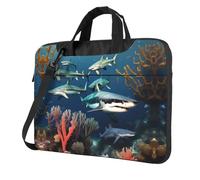 Sharks under the sea Printed Laptop Crossbody Bag Crossbody Briefcase Easy To Use When Traveling For Business, Black, 13 inch