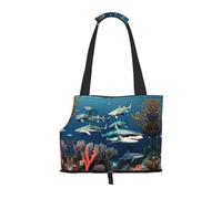 Sharks under the sea Printed pet shoulder bag for going out - small dog and cat dual-purpose shoulder bag
