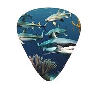 Sharks under the sea Printed pick set - 12 pieces, thin, medium and thick guitar picks, suitable for guitar, bass, electric guitar and ukulele