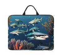 Sharks under the sea Prints 14-Inch Laptop Sleeve Waterproof And Shockproof Suitable For Office Work Business Trips And Daily Travel.