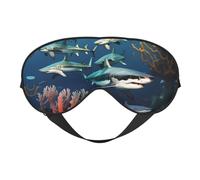 Sharks Under The sea Prints Double-Sided Eye Mask Adjustable Design Light-Blocking and Breathable Suitable for Rest and Travel.