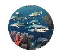 Sharks Under The sea Round Single-Sided Printed Non-Slip Rubber Mouse pad 8in,