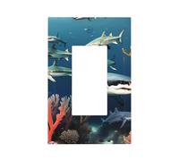 Sharks Under the sea Unbreakable Polycarbonate Switch Plate-Modern 1 Gang Light Cover for Home Office with Matching Screws