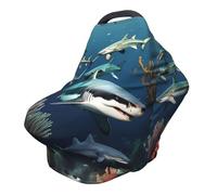 Sharks under The sea Versatile full-print Stroller Chair Cover/Nursing Cover, specially designed for your baby