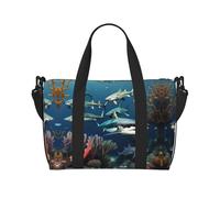 Sharks under the sea Women's Hand-held Crossbody Travel Bag, Casual Handbag with Zipper, Suitable for Work, Travel, Fitness, Travel