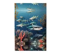 Sharks under the sea Wooden Jigsaw Puzzle 1000 Pieces-Relaxing Family Activity for Adults, Colourful Landscape Puzzle in Plastic Box, Home Decor Gift