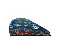 Sharks under the seaShower Cap:good water absorption performance and is suitable for fairies with all kinds of hair types